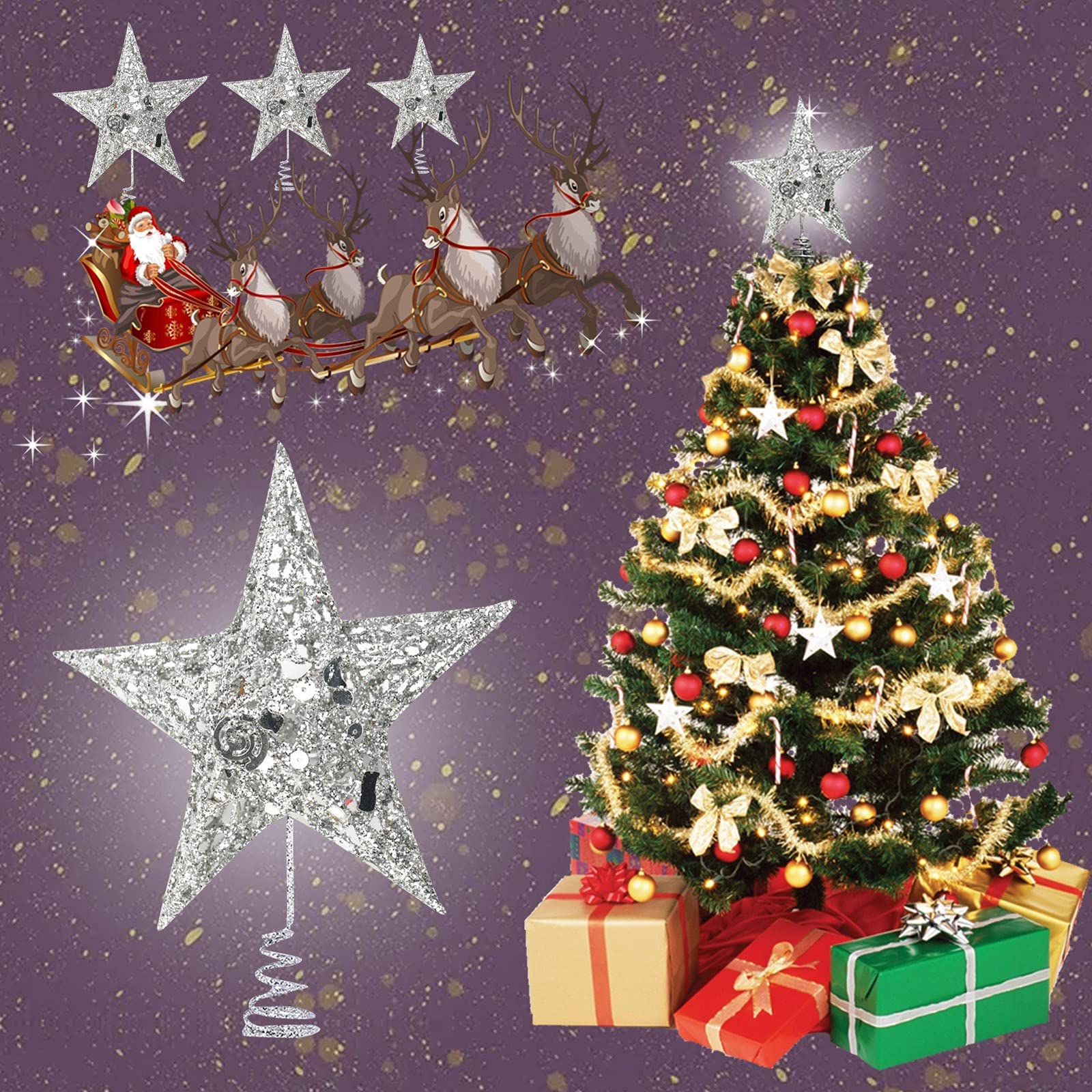 Amazon.co.jp: クリスマスツリースタートップクリスマススターキラキラ